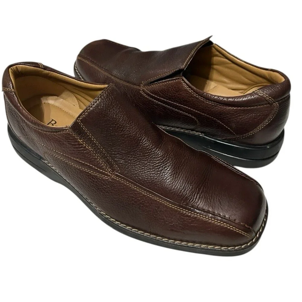 BASS JK Brown Leather Loafers Cushion Casual Shoes Mens 1338-200  US 11.5 M